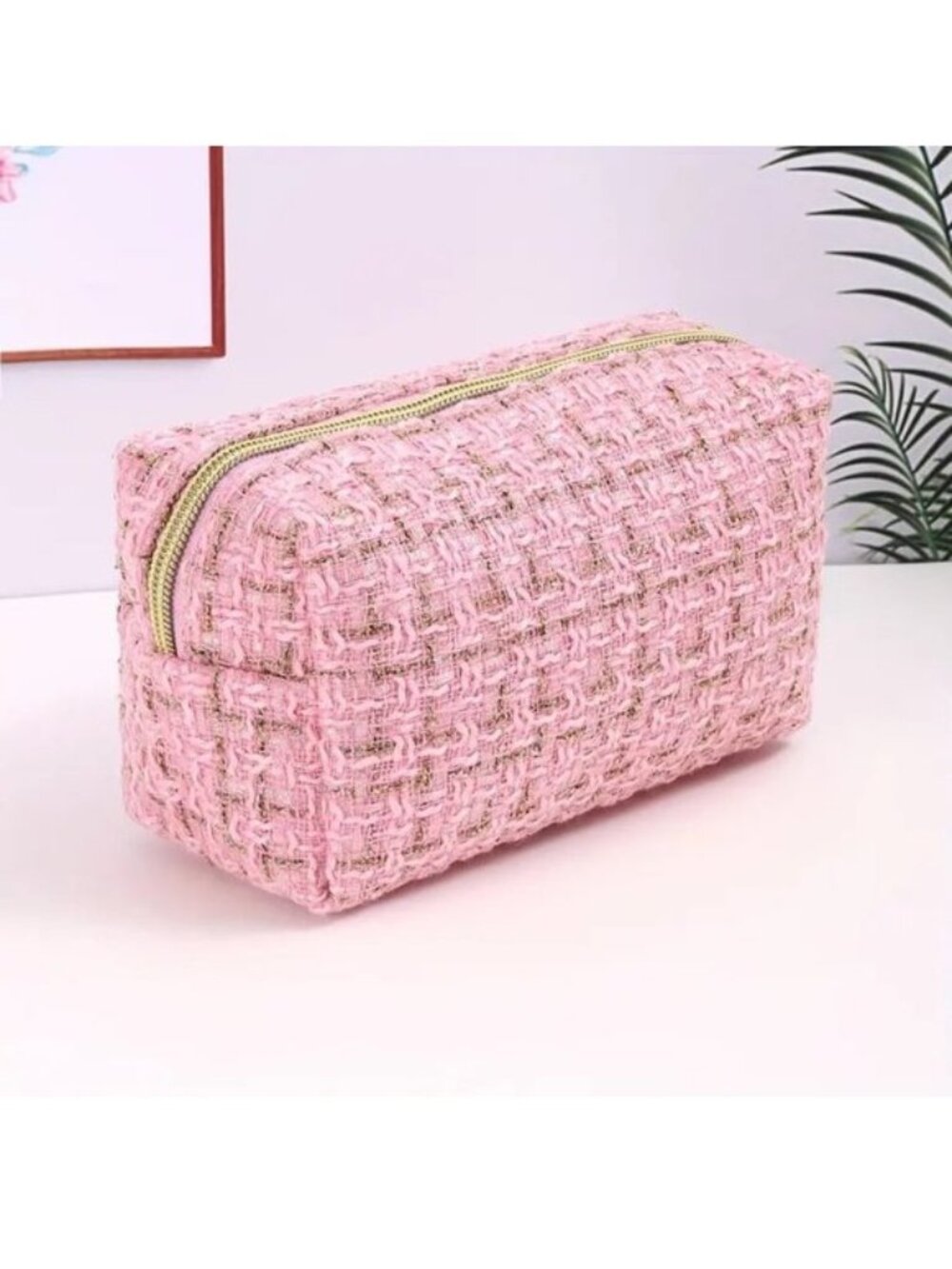 Cosmetic Bag Makeup Pink Zipper Travel Organize Clutch Toiletry Pouch Weekend